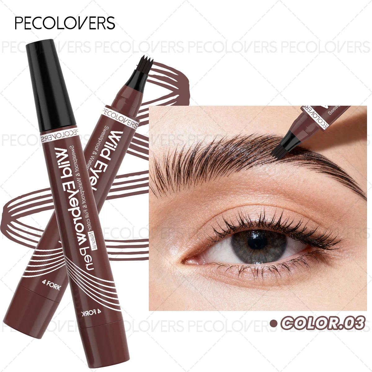 Multi-color Four-pronged Eyebrow Pencil, Liquid Eyebrow Pencil, Defined Eyebrows, Waterproof and Sweatproof, Eyebrow Cosmetics