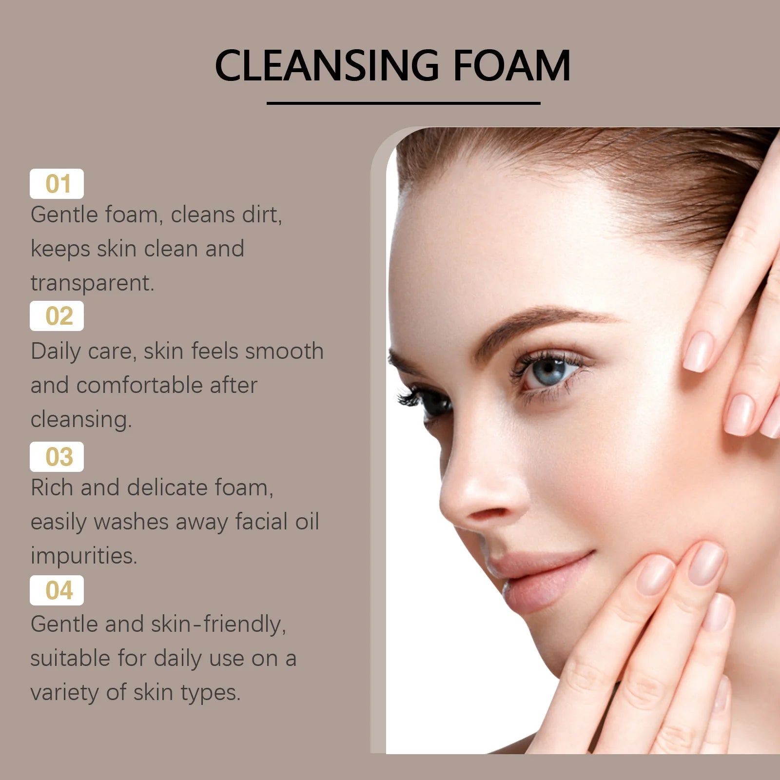 Hydrating Cleansing Foam, Gentle Face Wash with Aloe & Mint for Sensitive Skin, Refreshing Non-Drying Formula