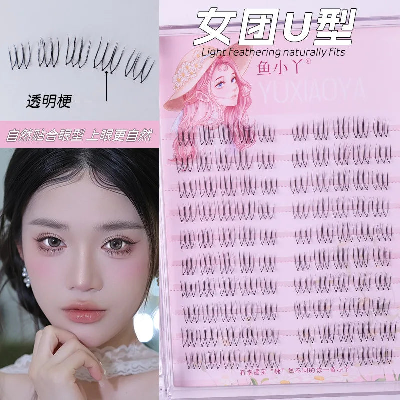 U-shaped Segmented Kpop False Eyelashes Korean Cluster Natural Individual Lash DIY Large Capacity Eyelash Manga Black Stem