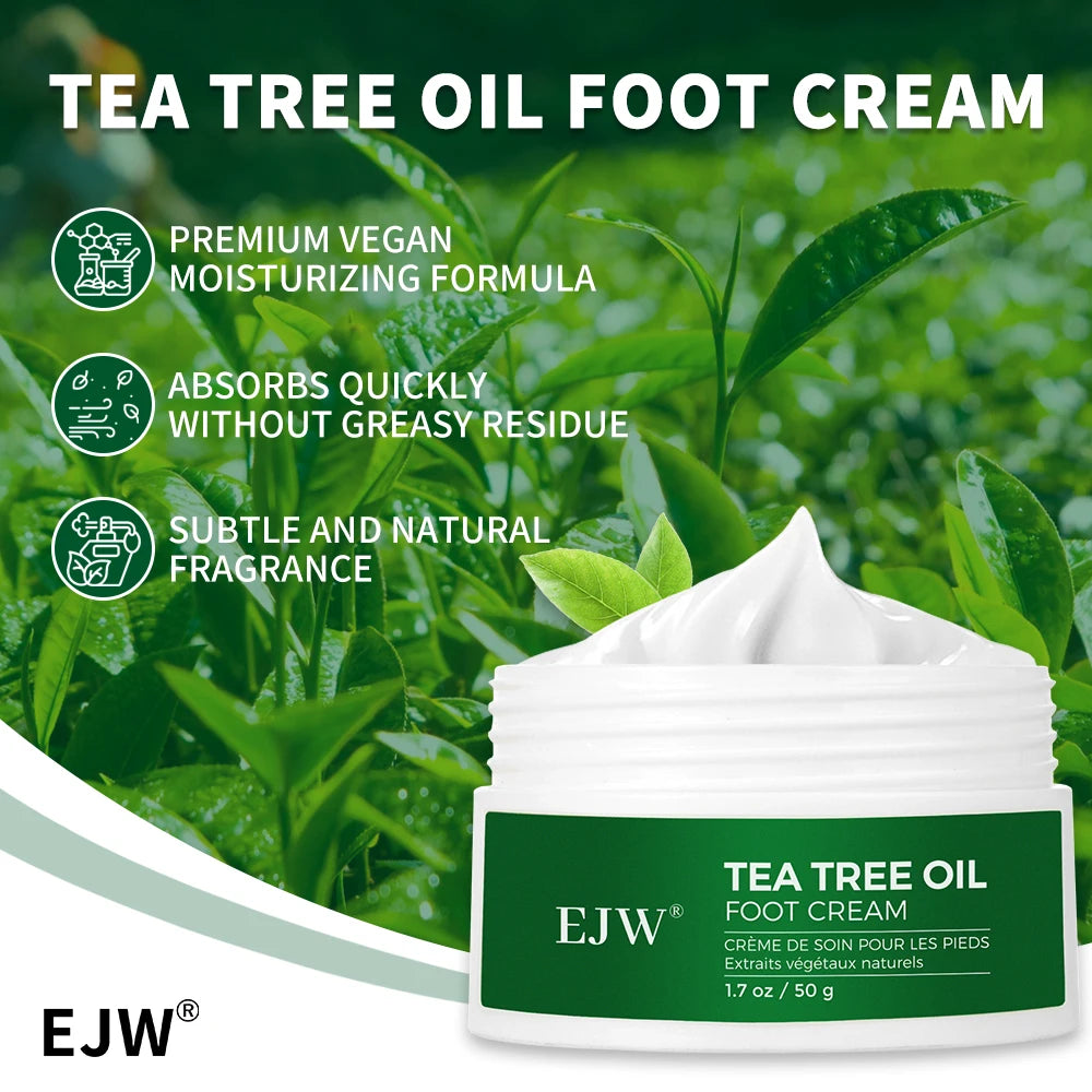 Tea Tree Oil Foot Cream, Warming Cream - Calluses, Dry Cracked Feet, Hands, Heels, Elbow -Softens & Moisturizes Skin, Foot Balm