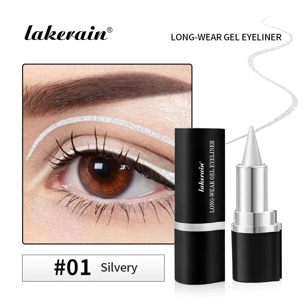 Lakerain Long-lasting Gel Eyeliner Soft Waterproof And Sweat-proof Matte Black Silver Brown Eye Liner Pen Makeup Cosmetic