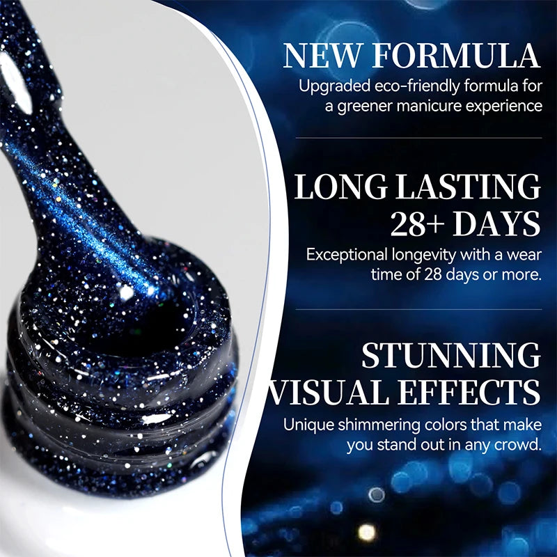 BORN PRETTY 1 Bottle 10ml Blue Reflective Glitter Cat Magnetic Gel Polish Ultra Shine Soak Off UV Nail Art Varnish Manicure