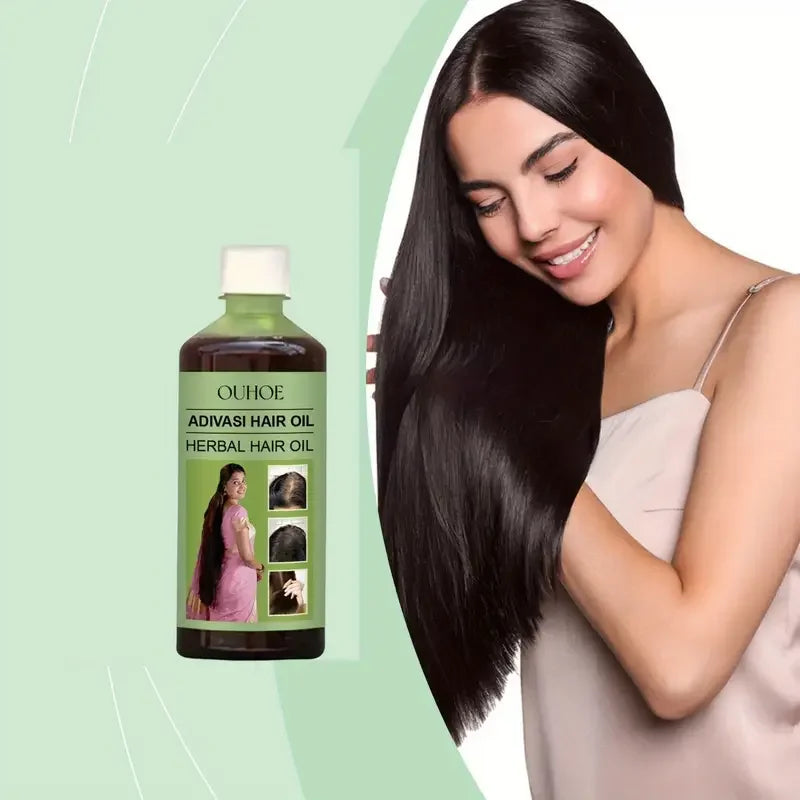OUHOE Adivasi Herbal Hair Oil 100ml, Natural Hair Growth Oil for Dry Damaged Hair, Nourishing Anti-Frizz Hair Care Serum