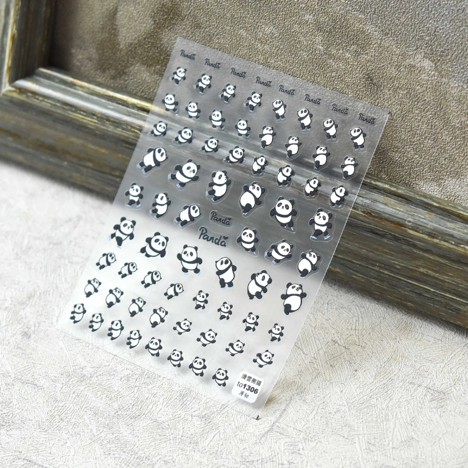 1pcs 5D Embossed Chinese Bamboo Panda Design Nail Art Kawaii Stickers Self-adhesive Transfer Nail Decorations Slider Decals DIY