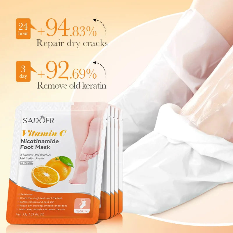 6 Pairs SADOER Fruits Foot Mask Moisturizing Anti Wrinkle Foot Peeling Mask Exfoliating For Feet Spa Pedicure Skin Care