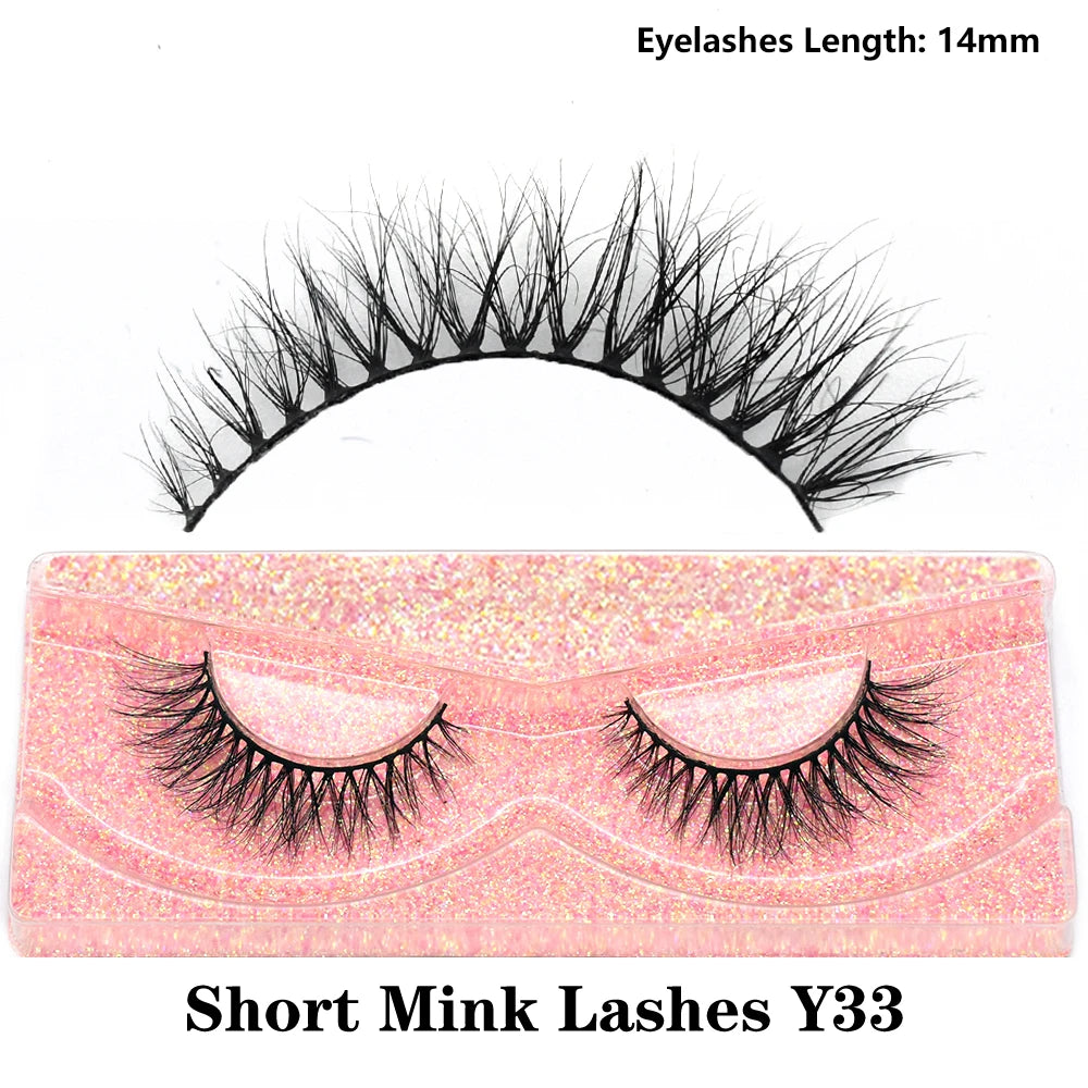Half Lashes Short Mink Eyelashes Fluffy Soft False Eyelashes Wispy Cross Strip Eye Lashes Natural Mink Eyelash Extension Makeup