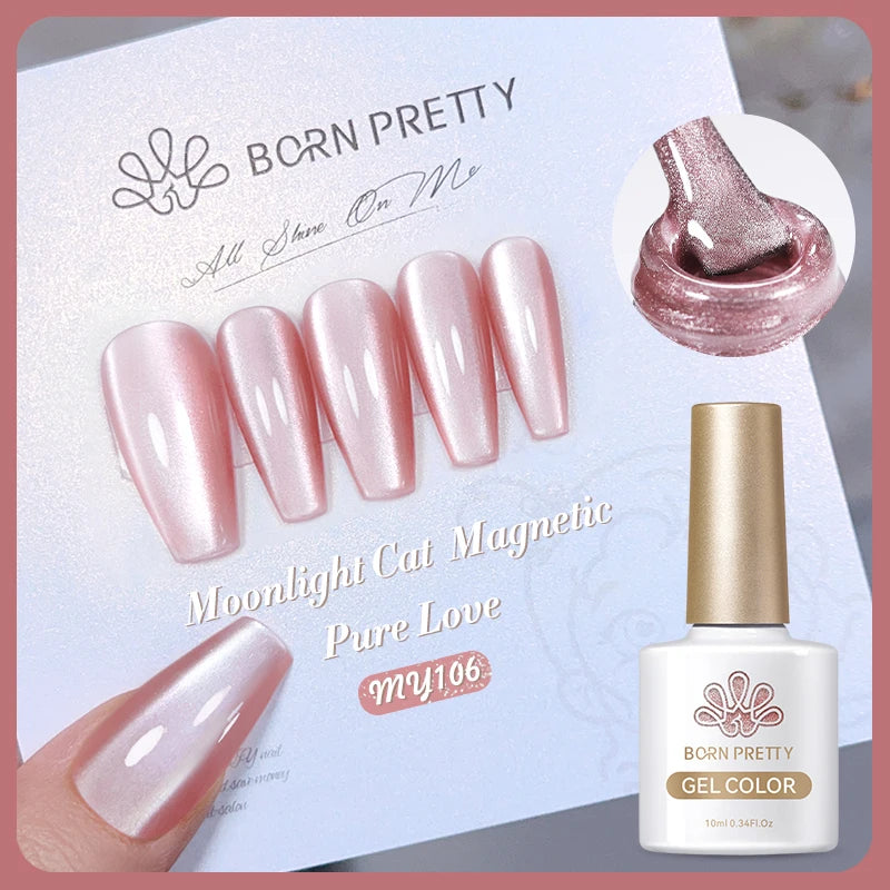 BORN PRETTY 10ml Rose Gold Cat Magnetic Gel Polish Pink Orange Soak Off UV LED Varnis Semi Permanent for Nail Art Design at Home