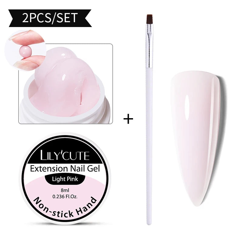 LILYCUTE 7ml Auroras Non Stick Hand Solid Extension Gel Nail Polish 3D Carving Flower Soak Off Nail Art Acrylic Hard Gel Varnish