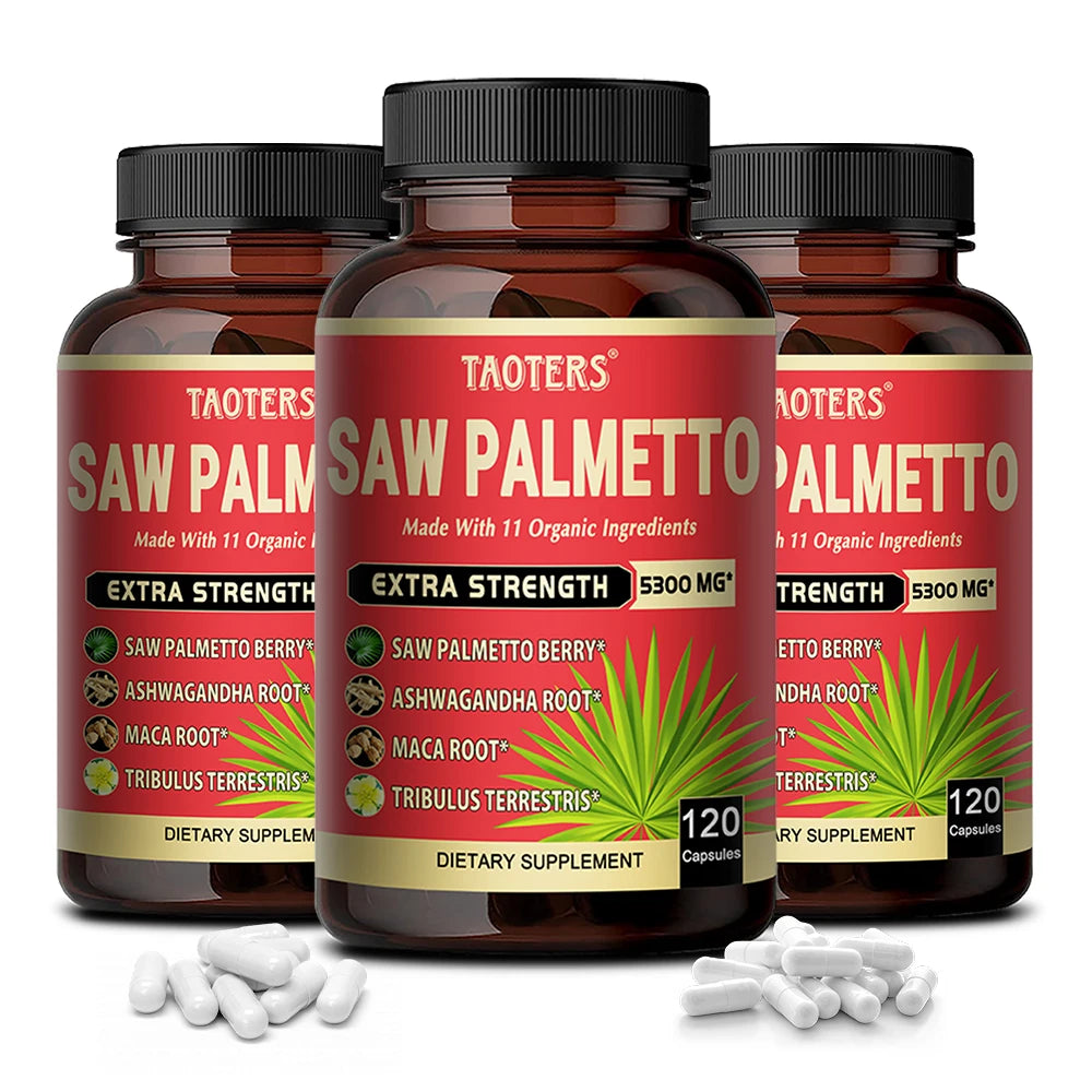 11-in-1 Saw Palmetto Capsules - Ashwagandha, Turmeric & Tribulus, Support Prostate, Urinary Tract & Hair Health Anti Hair Loss