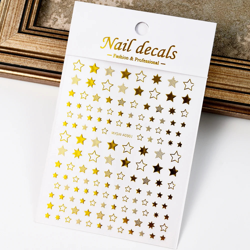 1pcs Star-Themed Nail Art Stickers 3D Self-Adhesive Plastic Decals With Glitter Finish Anime Rectangle Shape Ideal For DIY Nails