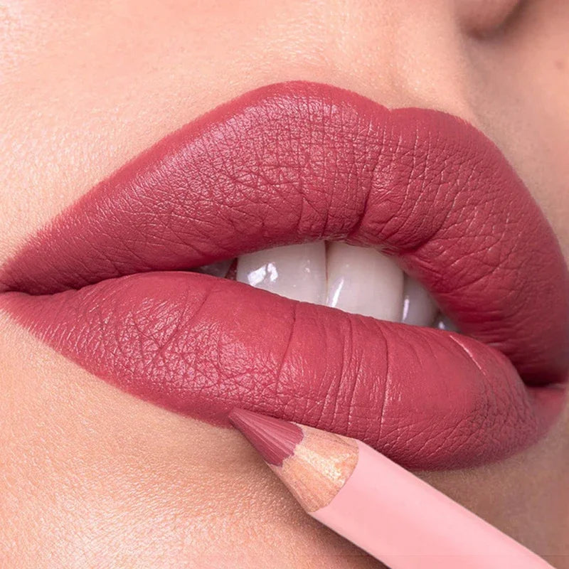 Nude Matte Lipstick Pencil Lipliner 12 Colors Waterproof Lip Liner Outline Lips Contour Makeup Matte Red Lipsticks Pen Cosmetics
