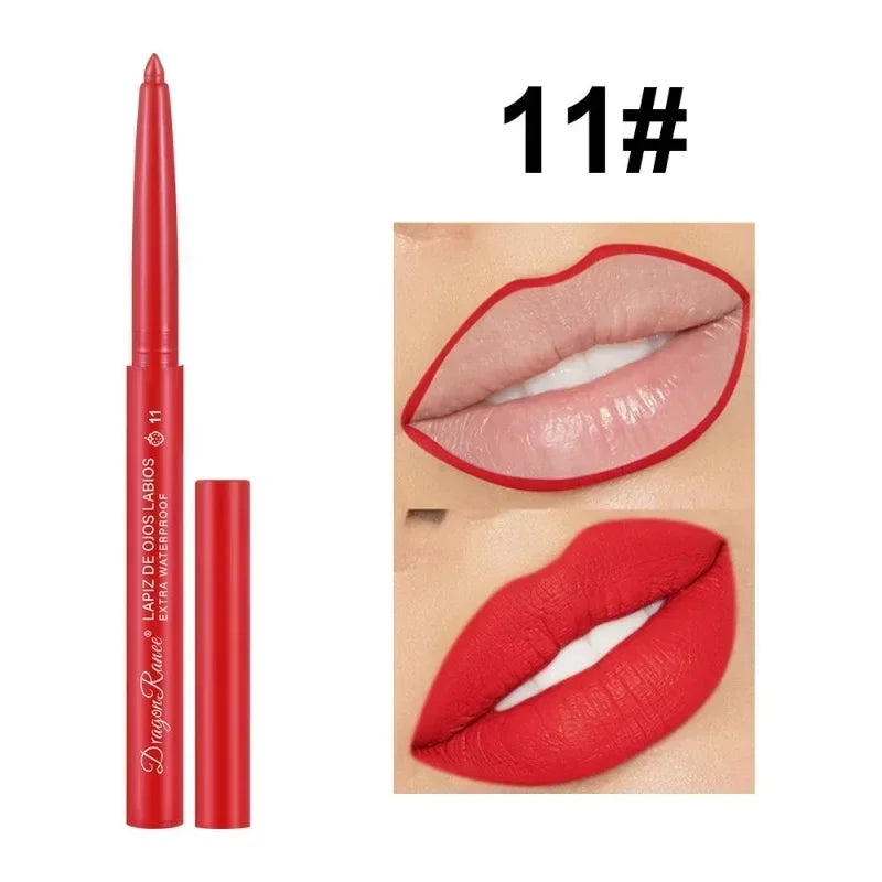 Waterproof Matte Lipliner Pencil Sexy Red Contour Lip Tint Lip Stick Lasting Moisturising Non-stick Cup Lips Makeup 12Colors