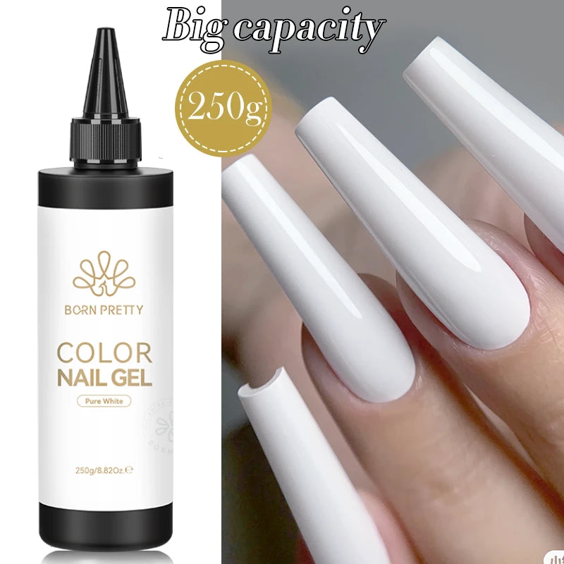 BORN PRETTY 250g Super Top Coat Gel Nail Polish Base Gel Matte Top Coat Jelly Gel Rubber Base Gel Soak Off Big Volume Varnish