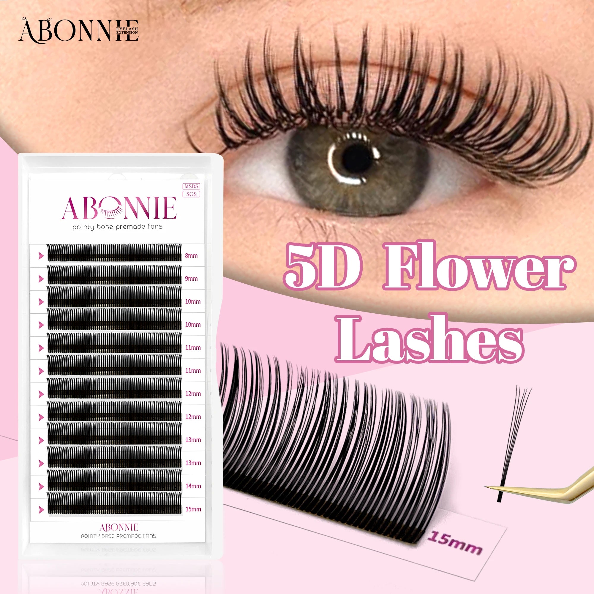 ABONNIE 5D Flower Fairy Flora Lashes Spikes Premade Fans Individual Eyelash Extensions Fluffy Volume Wet False Mink Lashes