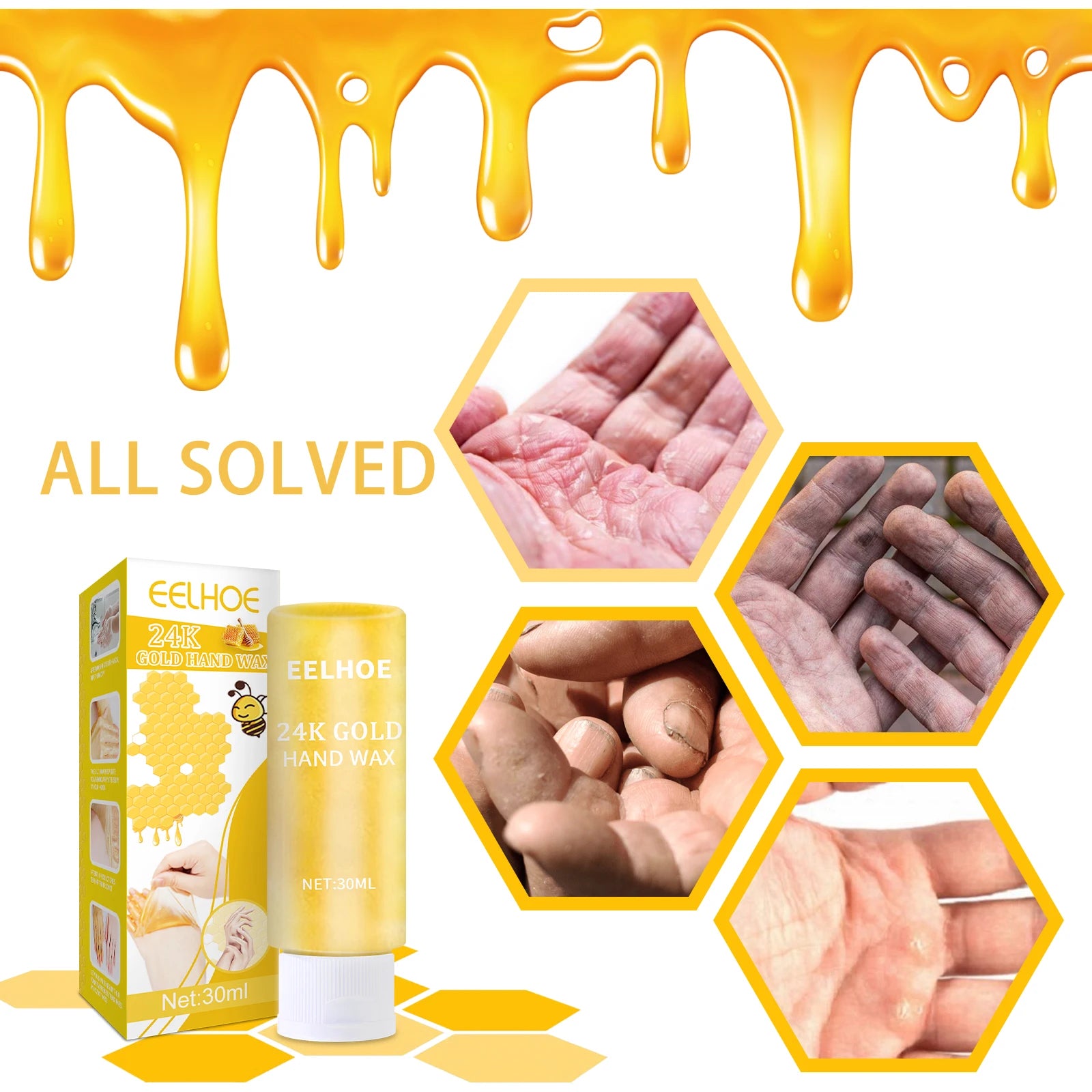 24K Gold Milk Honey Hand Care Masks Soothing Moisturizing Exfoliating Whitening Nourishing Hydrating Gel Hand Mask