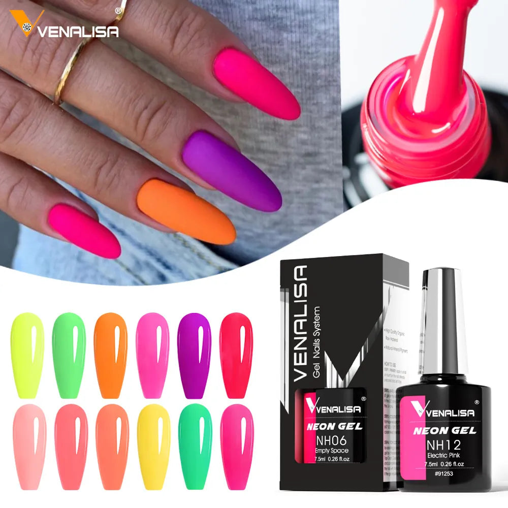 VENALISA NEW 7.5ml Neon Summer Nail Gel Polish Color Nail Lacquer SoakOff UV LED Colorful Long Lasting CANNI Nail Varnish Polish