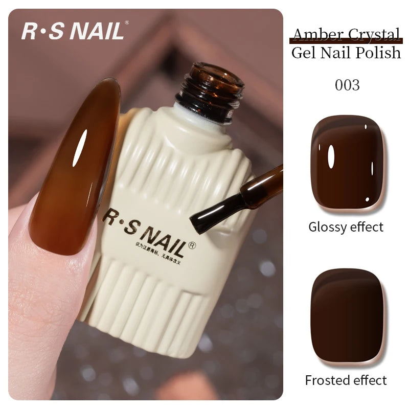 RSNAIL 10g Jelly Amber Gel Nail Polish Crystal Brown Nail Gel DIY Translucent Color Nail Art Gel Permanent UV Gel Polish Varnish