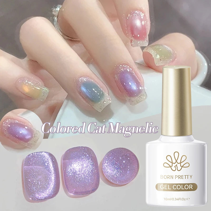 BORN PRETTY 10ml Rhine Lake Blue Cat Magnetic Gel Dark Blue Glitter Soak Off UV Gel Nail Art Varnish Manicure Nail Art Salon