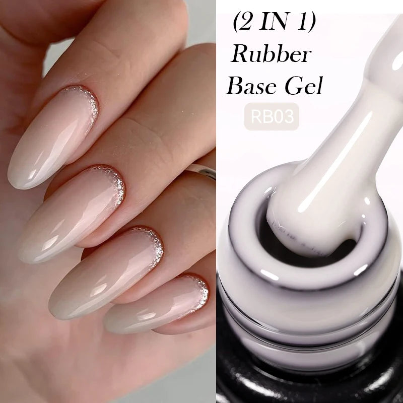 LILYCUTE Nude Crystal Rubber Base Gel Nail Polish Natural Color Semi Permanent UV Gel Soak Off Self Leveling Nail Gel Varnishes