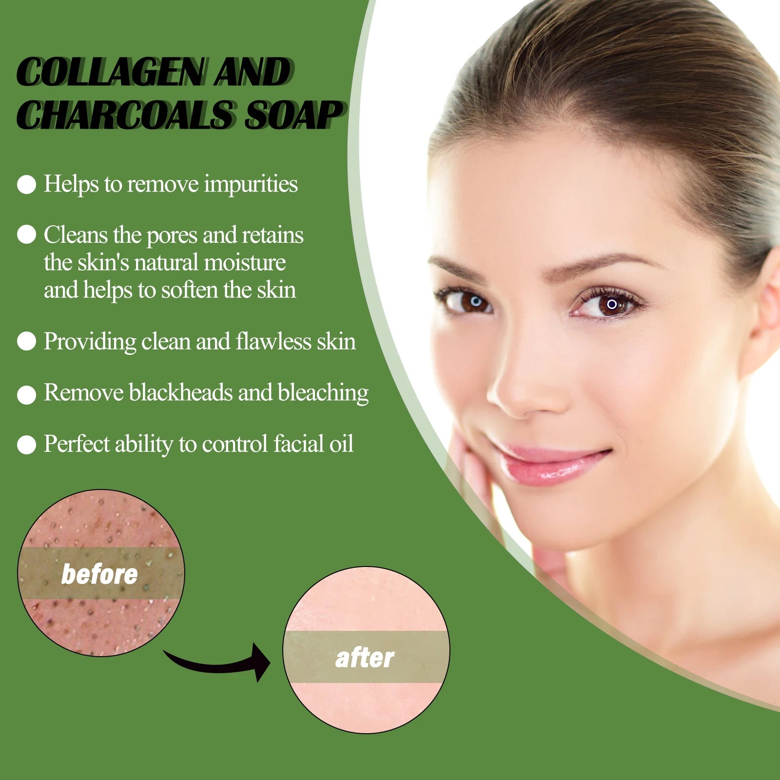 Men's Bamboo Charcoal Facial Cleanser Gentle No--irritate Oil Control Blackheads Exfoliating Removal Cleansing Handmade Soap