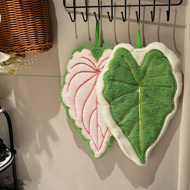 Leaf Hand Towel Bathroom Accessories Absorbent Kitchen Towel Soft Towel Hanging Towels Handkerchief Towels Home Wash Hand Towels