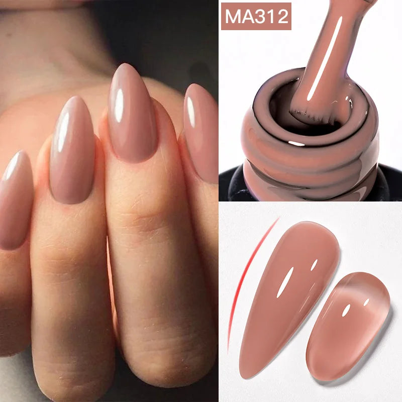 MEET ACROSS 7ml Pink Glitter Rubber Base Nail Gel Polish Sparkling Gold Foil DIY Nail Art Painting Gel Long Lasting Varnish