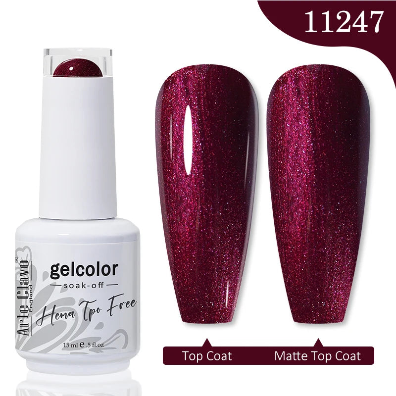 Arte Clavo 15ML Red Brown Color Gel Nail Polish Autumn Winter Nail Art Gel Nail Supplies Semi Permanent Soak Off UV Gel Varnish