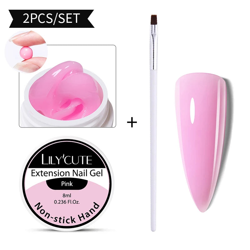 LILYCUTE 7ml Auroras Non Stick Hand Solid Extension Gel Nail Polish 3D Carving Flower Soak Off Nail Art Acrylic Hard Gel Varnish
