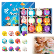 6-12PCS  Kids Bath Bombs Natural Mega Bubbles Surprise Ocean Toys Gift Set Skin Friendly Bathing Kit for Boys and Girls