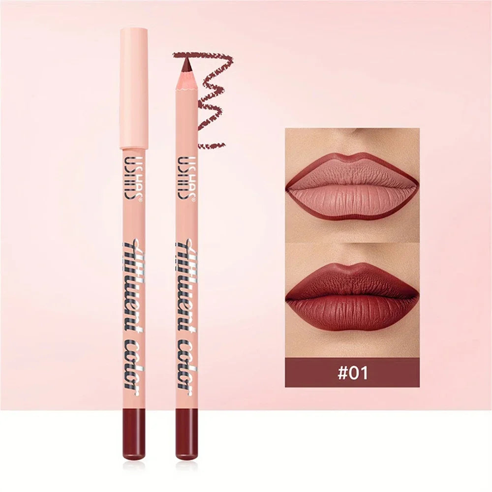 Fine Slim Lip Pencil Waterproof Easy To Color Matte Pink Purple Long-lasting Waterproof Non Stick Cup Pigment Sexy Lip Cosmetics
