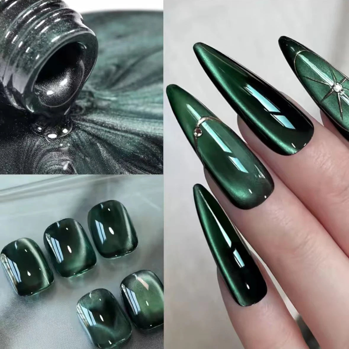 MIANEL 12ml Green Cat Magnetic Gel Nail Polish Spider Lily Varnish Soak Of UV Light Nails Nail Salon Winter Nails 1-21pcs