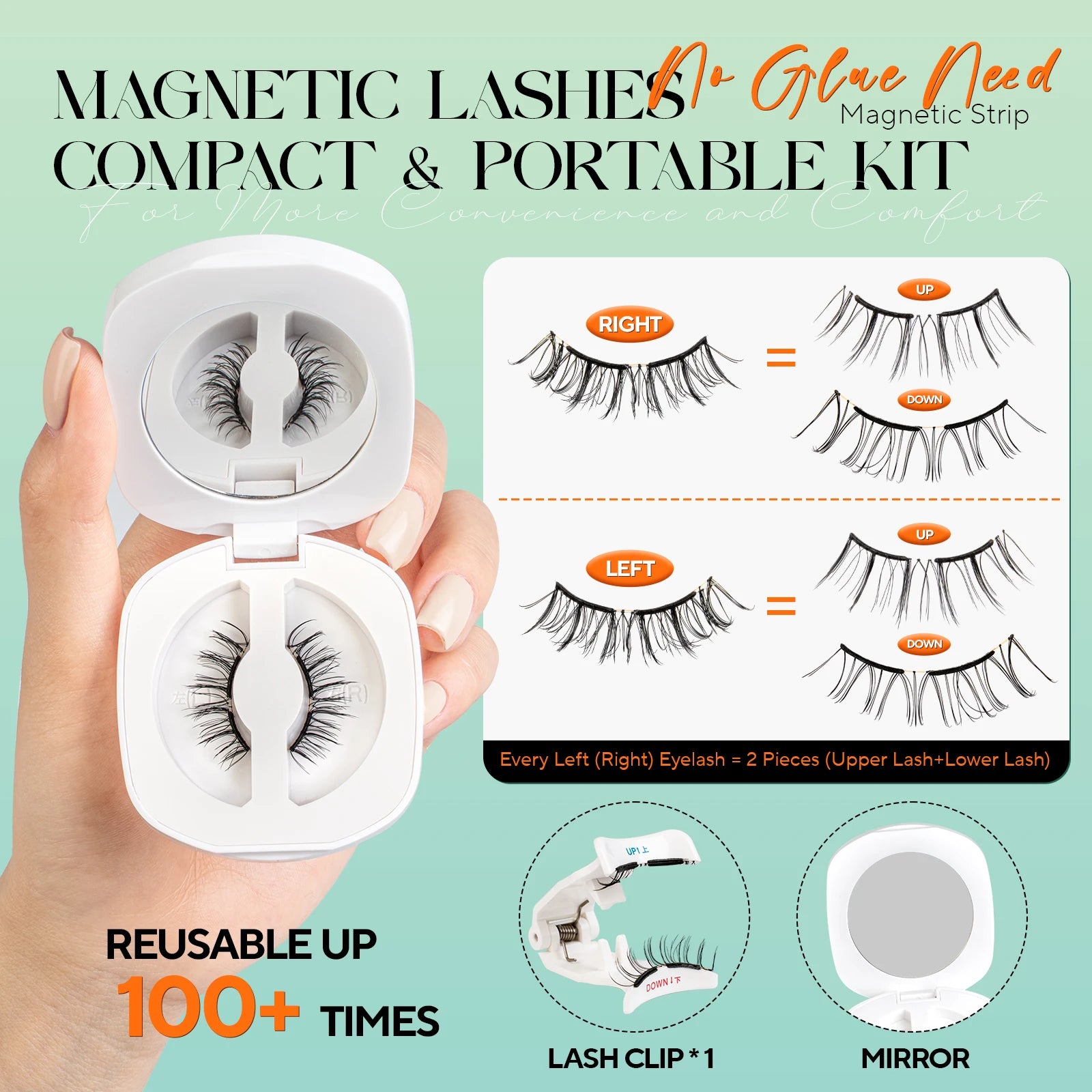 VYRILA Soft Magnetic Eyelashes Individual False Eyelashes Curly Lightweight Magnetic Lashes Kit Easy to Wear for Natural Look