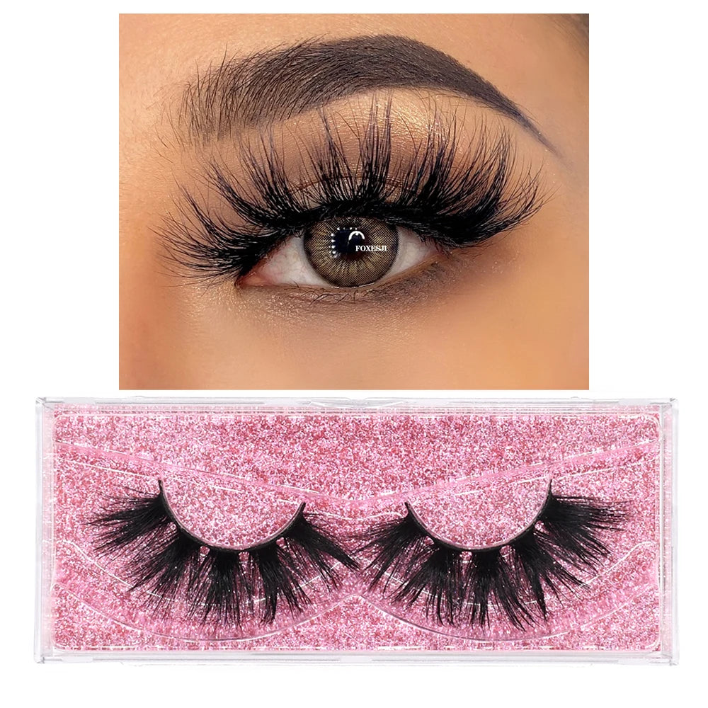 FOXESJI Makeup Eyelashes 3D Mink Lashes Natural Long Lasting Wispy Soft Eyelash Extension Fluffy Eye Lashes Mink False Eyelashes