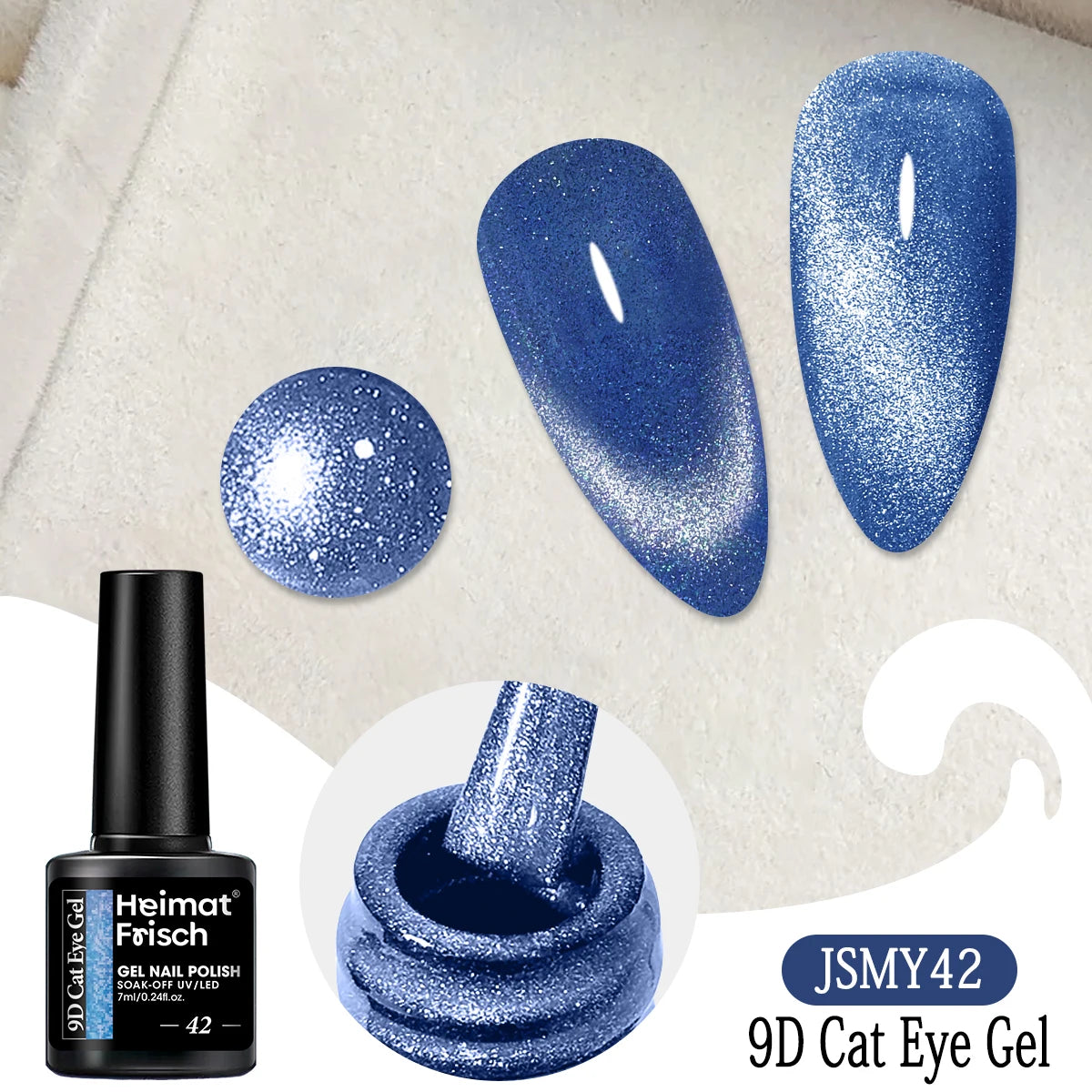 Heimat Frisch Single 0.24oz Crystal Cat Eye Gel Nail Polish - Holographic Glitter, Translucent and Magnetic Effect, Long-Lasting