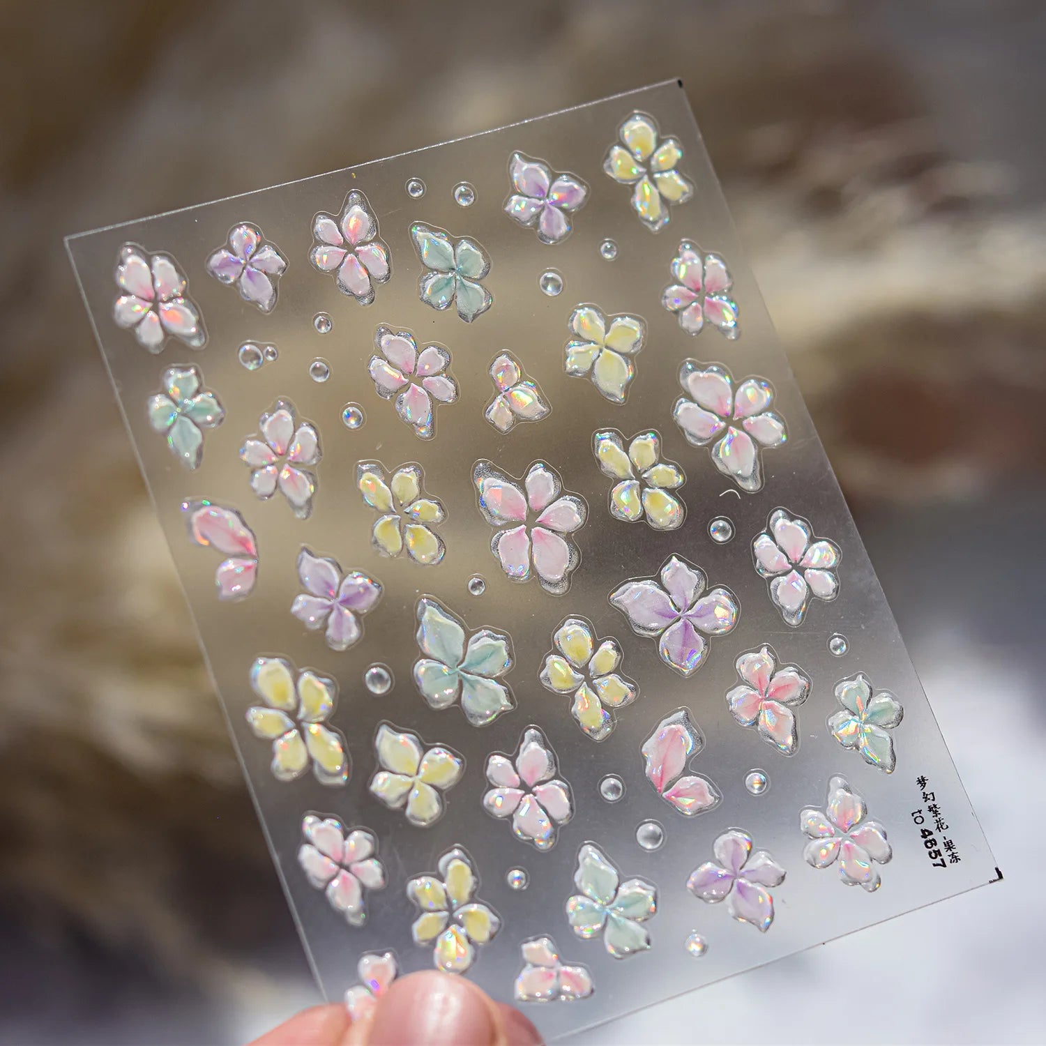 1Pc 3D Lavendar Flowers Stickers for Nails Spring Sakura Floral Leaves Self-Adhesive Sliders Decals Art Manicure for Decoration