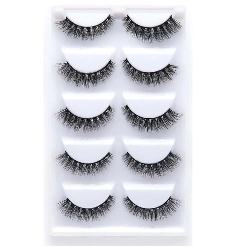 HBZGTLAD 5Pairs 3D Handmade Fake Eyelashes Natural Long Thick Daily Makeup Thick Cross Eyelashes Eye Lashes