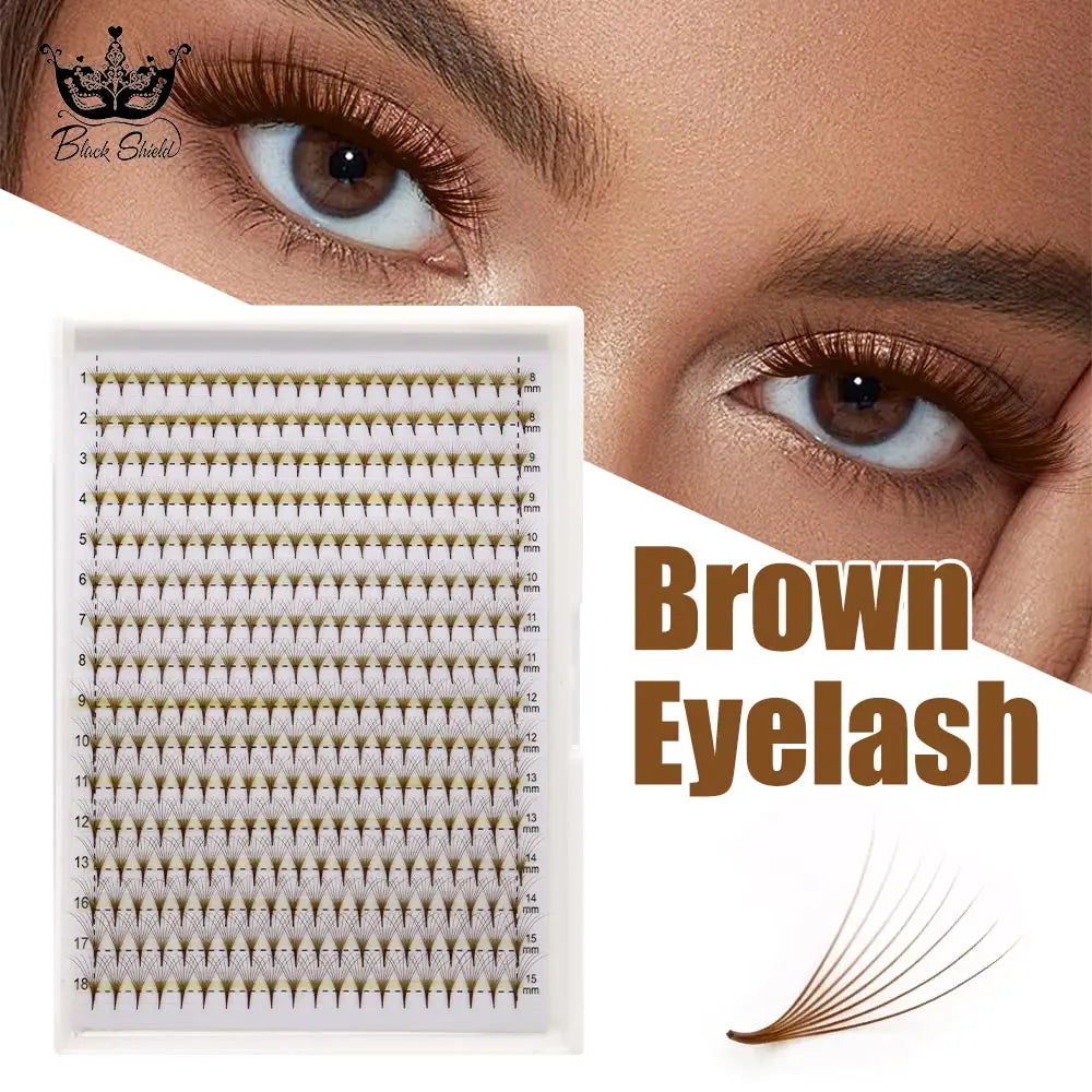16lines 5D 6D 8D 10D Brown Premade Fan Lash Extensions Thin Stem Pointy Base 320 Fans L Tray Promade Volume Lashes Makeup Cilio