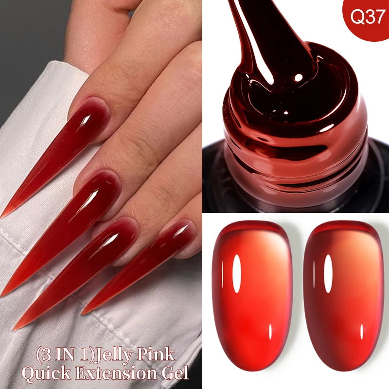 LILYCUTE 7ML Jelly Nude Pink Quick Extension Gel Nail Polish Transparent  Finger Prolong Long Lasting Construction Gel Varnish