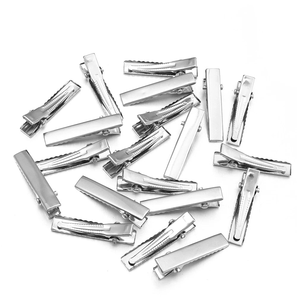 20-50pcs 20/32/40/45/55/65/75/98mm Metal Flat Single Prong Alligator Hairpin Clip Base DIY Hair Clip Jewelry Making Accessories