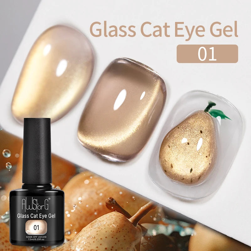 AWStorG Intense Rainbow Cat Eye Gel 5ml Holographic Laser Magnetic Nail Gel Soak Off UV LED Gel Polish Shiny Rainbow Manicur