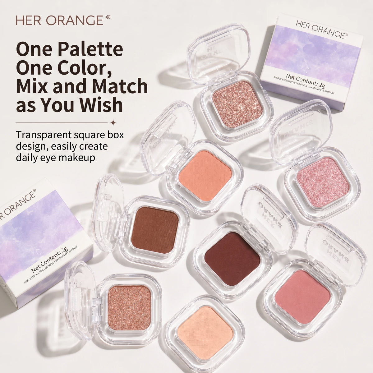 Herorange Low Saturation Matte Single Eyeshadow Waterproof Daily Holiday Gift Cosmetic