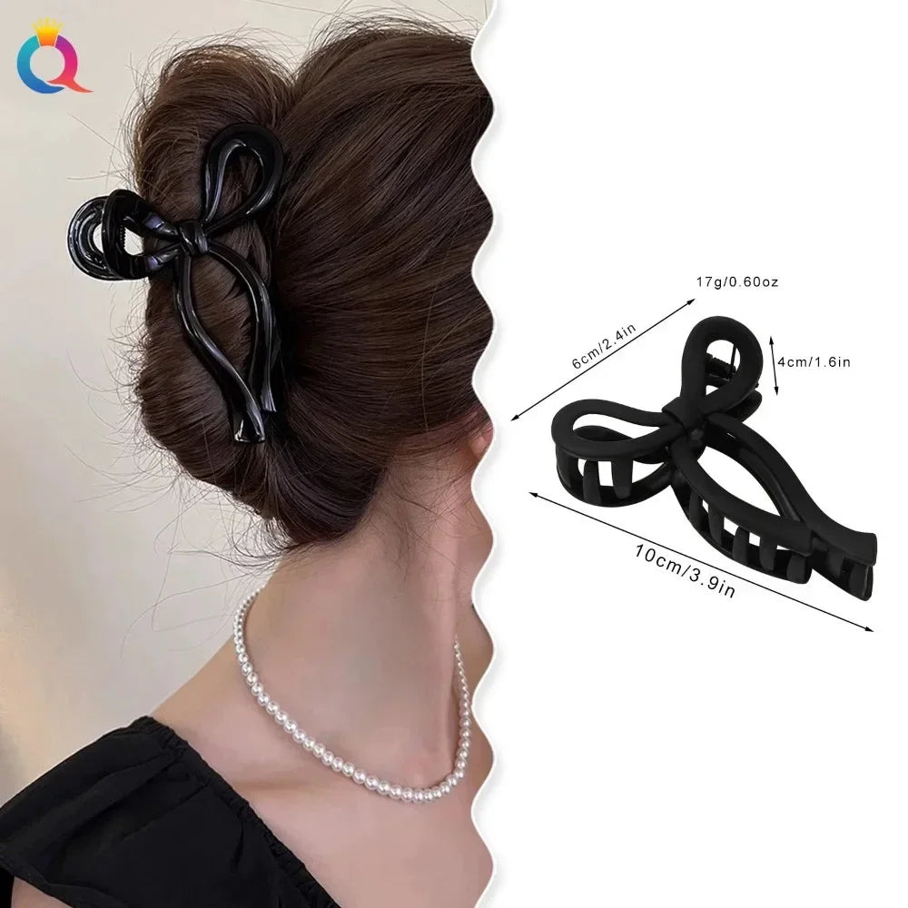 Bow Matte Large Hair Claw Crab Ponytail Acrylic Bowknot Hair Clips Hairpins Girls Barrettes Headbands Hair Accessories
