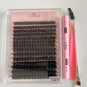 Lash Clusters Kit 100D Eyelash Clusters 3D Effect with Bond Seal Tweezers Brush Thin Band 10-18mm Mixed Natural Wispy 3D Curl Co