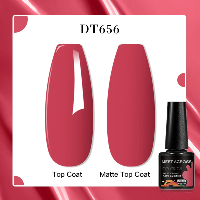MEET ACROSS 7ml Red Blue Green Metallic Gel Nail Polish Super Bright Mirror Effect Semi Permanent LED UV Gel Nail Art Varnish