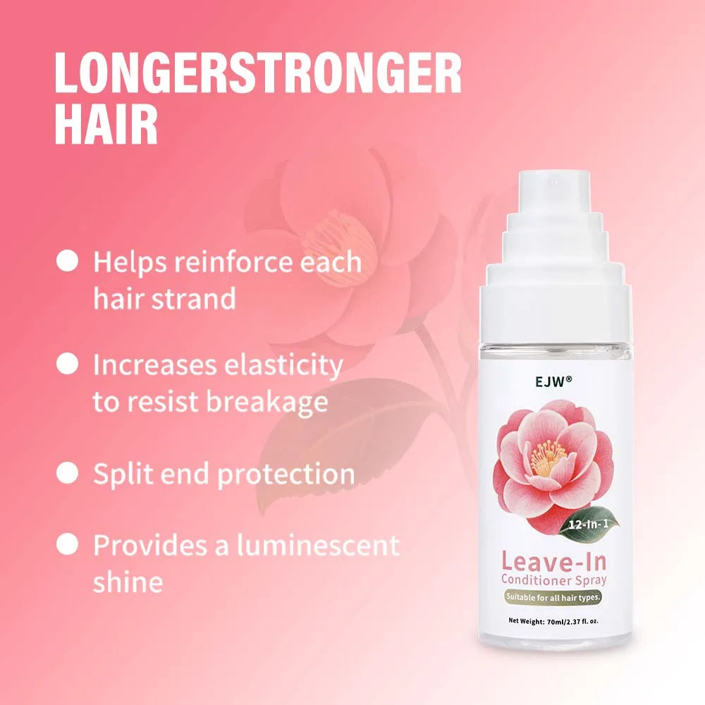 EJW Leave-In Conditioner Spray & Detangler,Hydrolyzed Keratin - Anti-Frizz Deep Conditioner For Split Ends & Breakage, Dry.