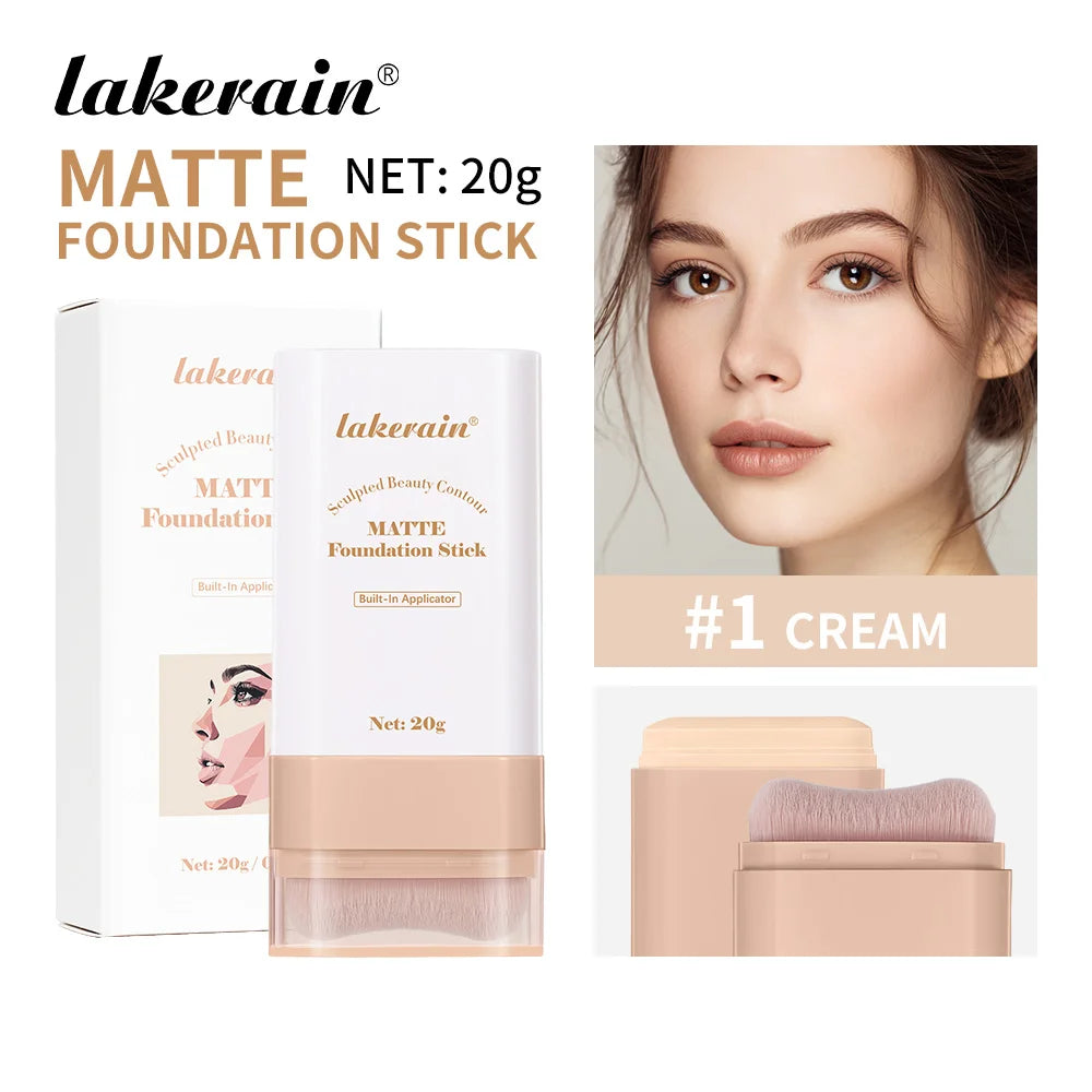 Lakerain Matte Foundation Stick Powerful Coverage Brighten Skin Tone Not Easy Melt Lightweight Smooth Texture Foundation Stick