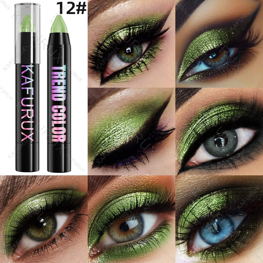 1PC Metallic Glitter Eyeshadow Pencil Waterproof Pearlescent Nude Eye Shadow Green Blue Brown Makeup Gift Eye Pen Cosemtic
