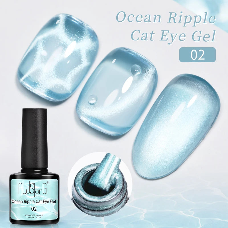 AWStorG Intense Rainbow Cat Eye Gel 5ml Holographic Laser Magnetic Nail Gel Soak Off UV LED Gel Polish Shiny Rainbow Manicur