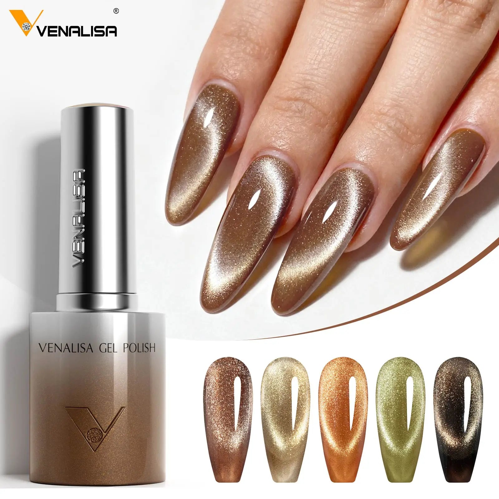 VENALISA 10ml Cat Eye Gel Nail Polish Ultra Sparkle Glitter Gel HEMA FREE TPO FREE Semi Permanent UV LED Soak Off Nail Manicure