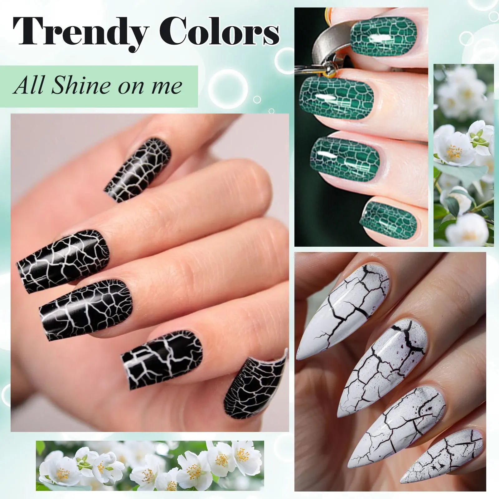 6pcs Crackle Gel Nail Polish Set Cracking Nail Lacquer Quick Dry Nail Art Varnish Semi Permanent Soak Off UV Gel Nail Supplies